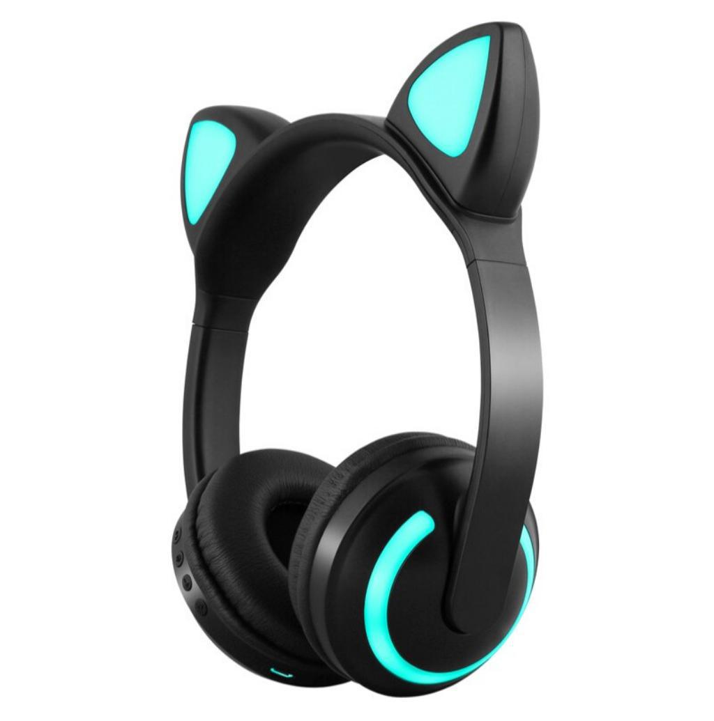 Miniatura Headphone Orelha De Gato Com Led Bluetooth 5.0 Ear Gat Preto Bluetooth - 5.0 - Fone de ouvido - Inova - Android