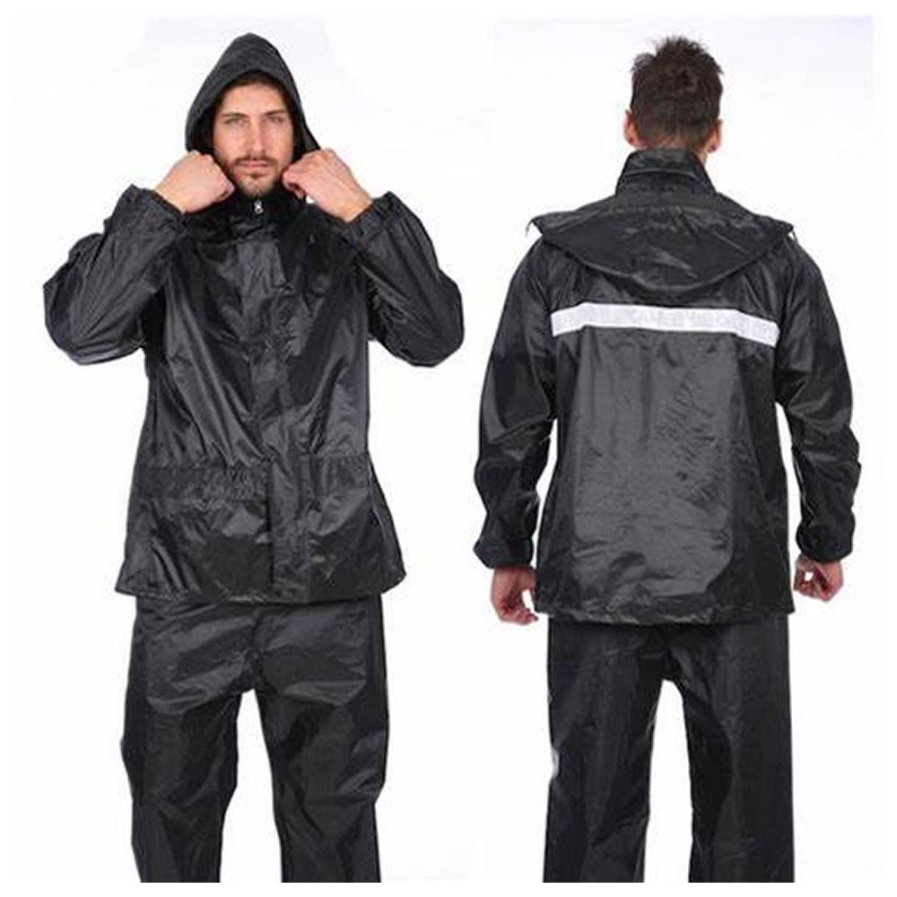 Miniatura Conjunto Capa De Chuva Motoqueiro Com Faixa Luminosa E Capuz