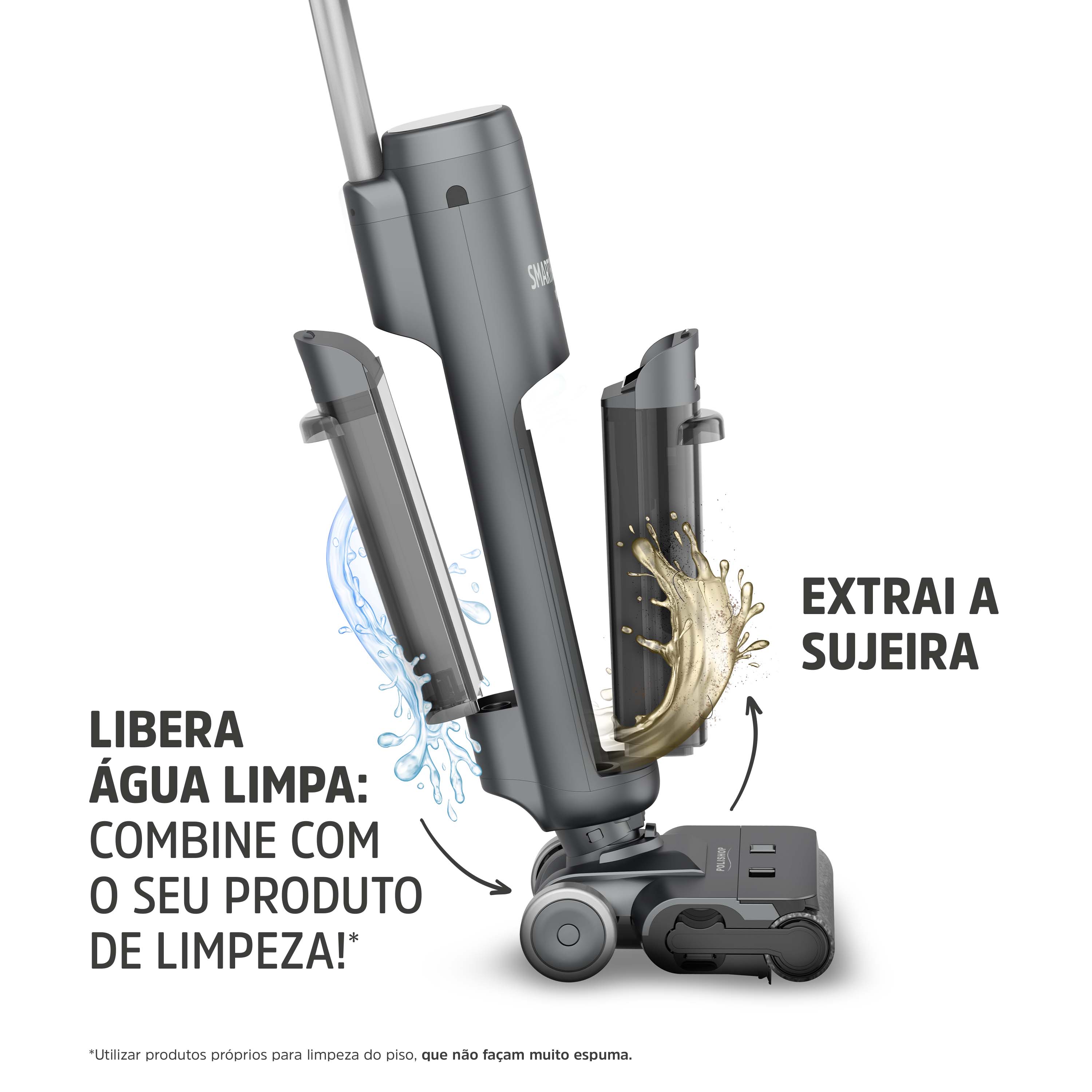 Miniatura Limpadora de pisos sem fio Smart Floor Polishop | Bivolt