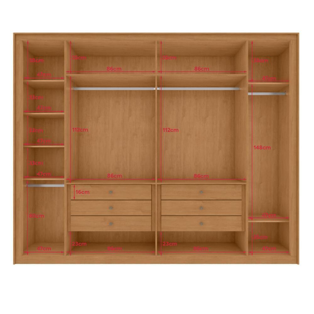 Miniatura Guarda Roupa 6 Portas Easy Space Amendoa Clean/off White