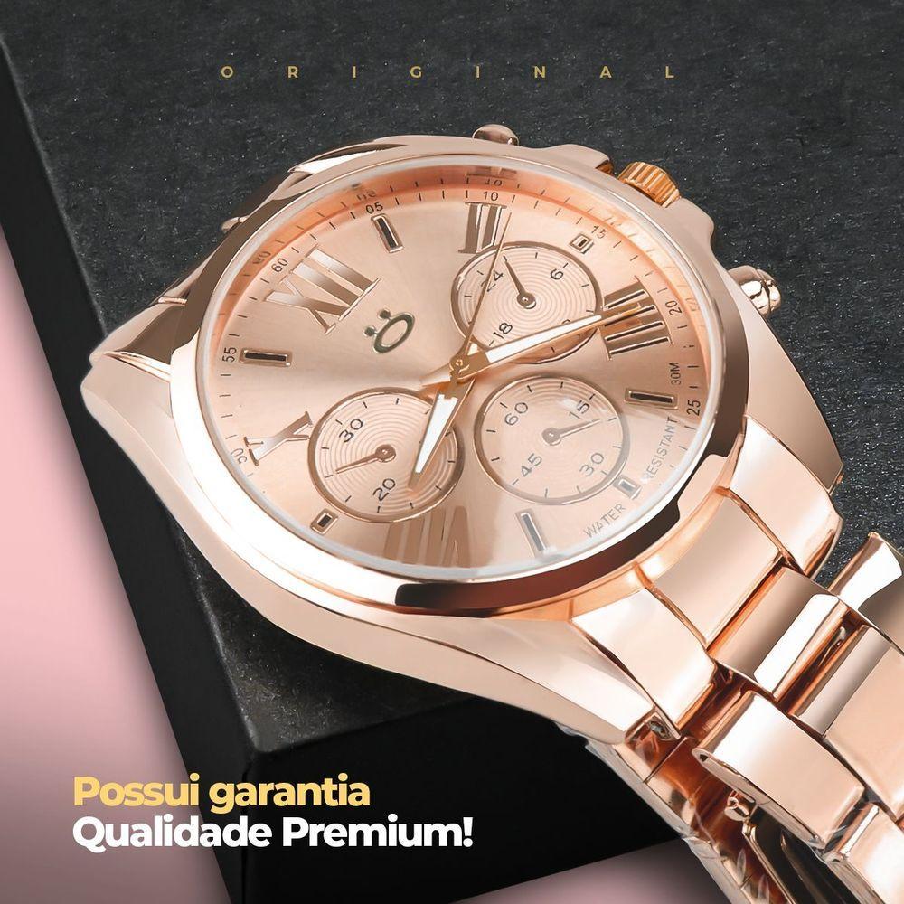 Miniatura Relogio Feminino Aço Inoxidavel Banhado + Caixa Rose