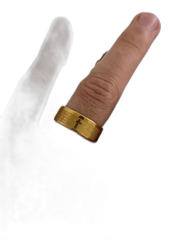 Miniatura Anel Oração Pai Nosso 8mm Banhado a Ouro 18k Luxo