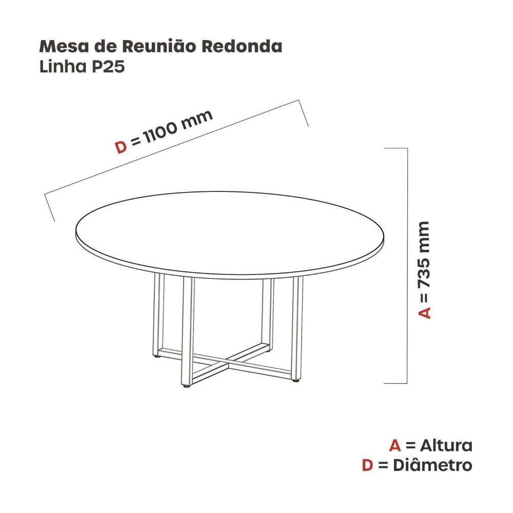 Miniatura Mesa de Reunião Redonda 100cm Mrr1100p25tub Cinza/Lilás