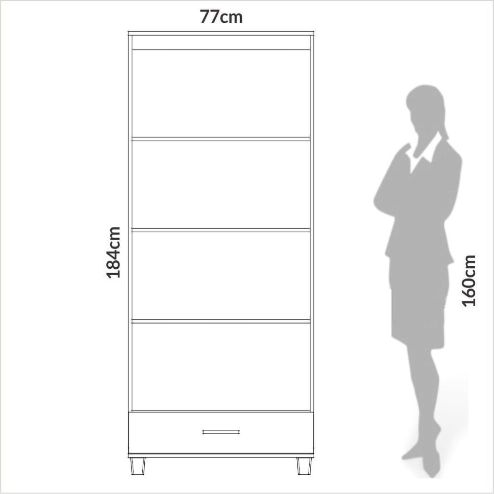 Miniatura Estante para Livros 100% Mdf 184cm X 77cm Off White