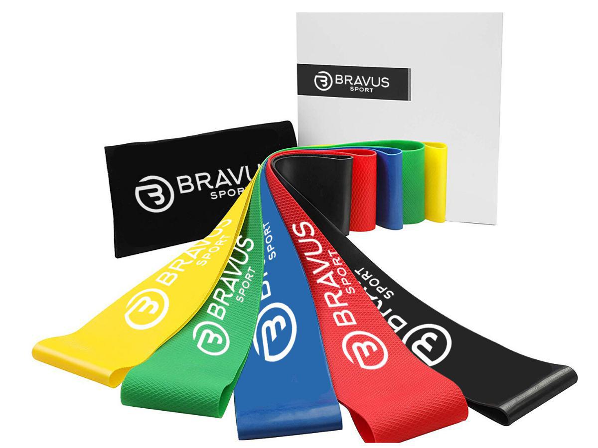 Miniatura Kit 5 Mini Bands Bravus Sport Diferentes Resistências