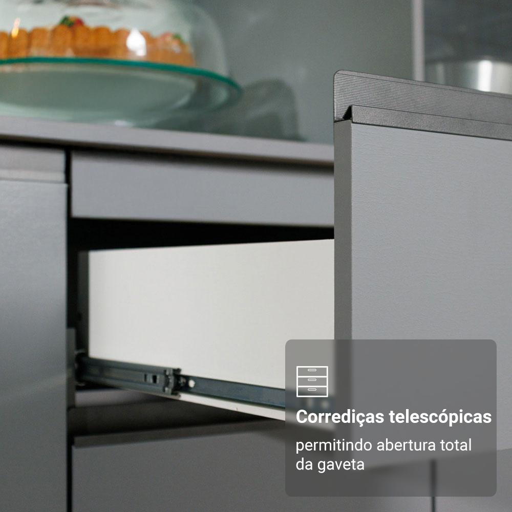 Miniatura Armário de Cozinha Compacta 200cm Cinza Nice Madesa 01 Cinza