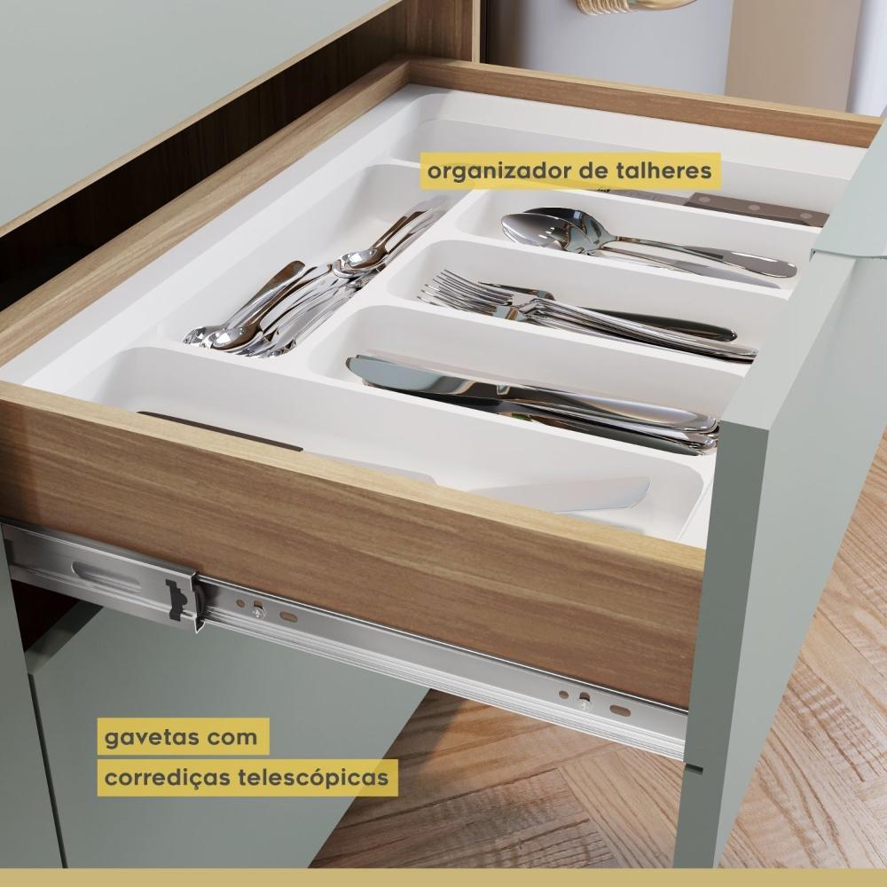 Cozinha 5 Peças 100% MDF Marquesa Nature/Verde