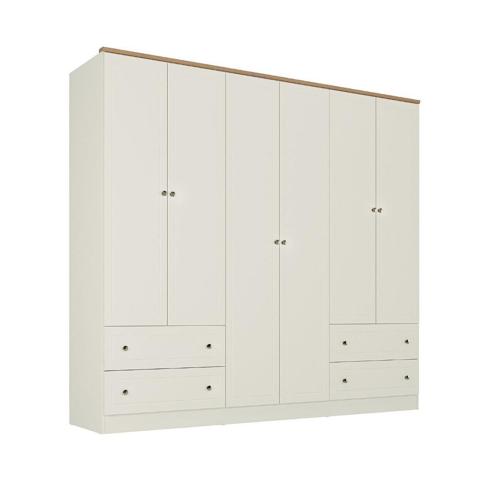 Guarda-roupa Casal 6 Portas 4 Gavetas Ananda Cabecasa Madeiramadeira OFFWHITE