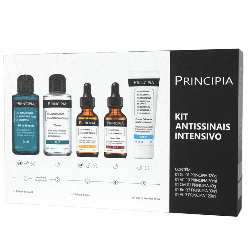 Miniatura Kit Principia Antissinais Intensivo - Gel de Limpeza + Tônico + Creme + 2 Séruns Kit