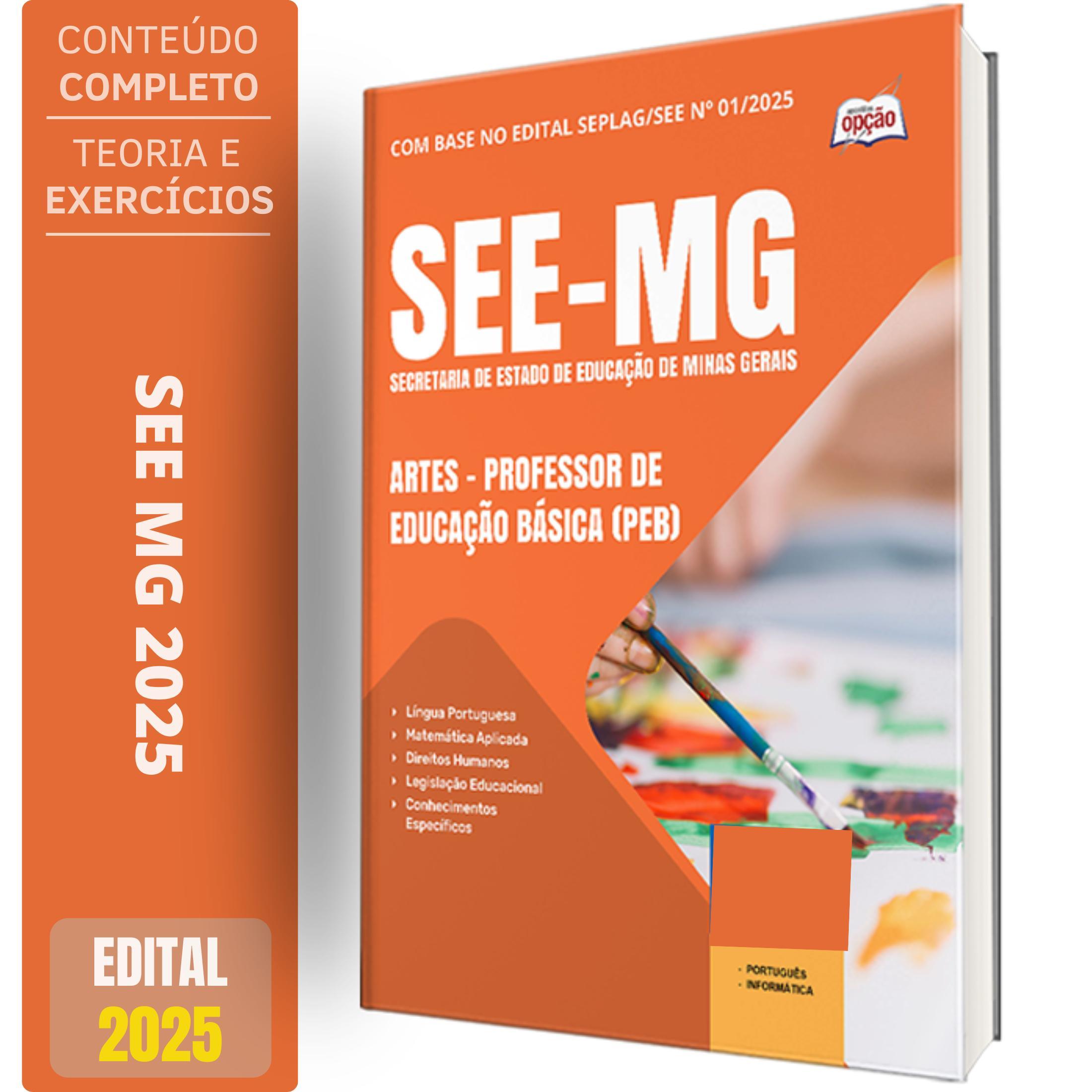 Miniatura Apostila See Mg 2025 - Artes - Professor Educação Básica Peb
