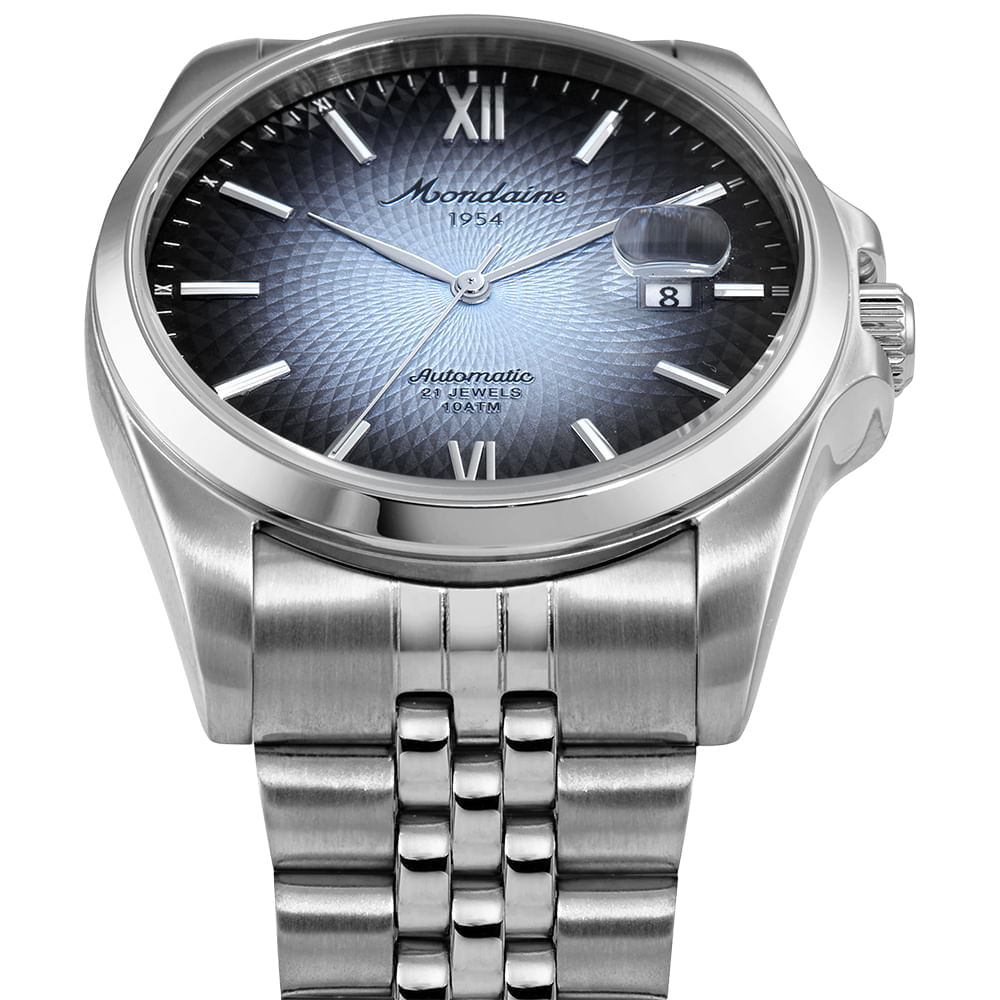 Miniatura Relógio Masculino Aço Prata Automático Mostrador Azul Relógio Masculino Aço Prata 40mm Automático Mostrador Azul