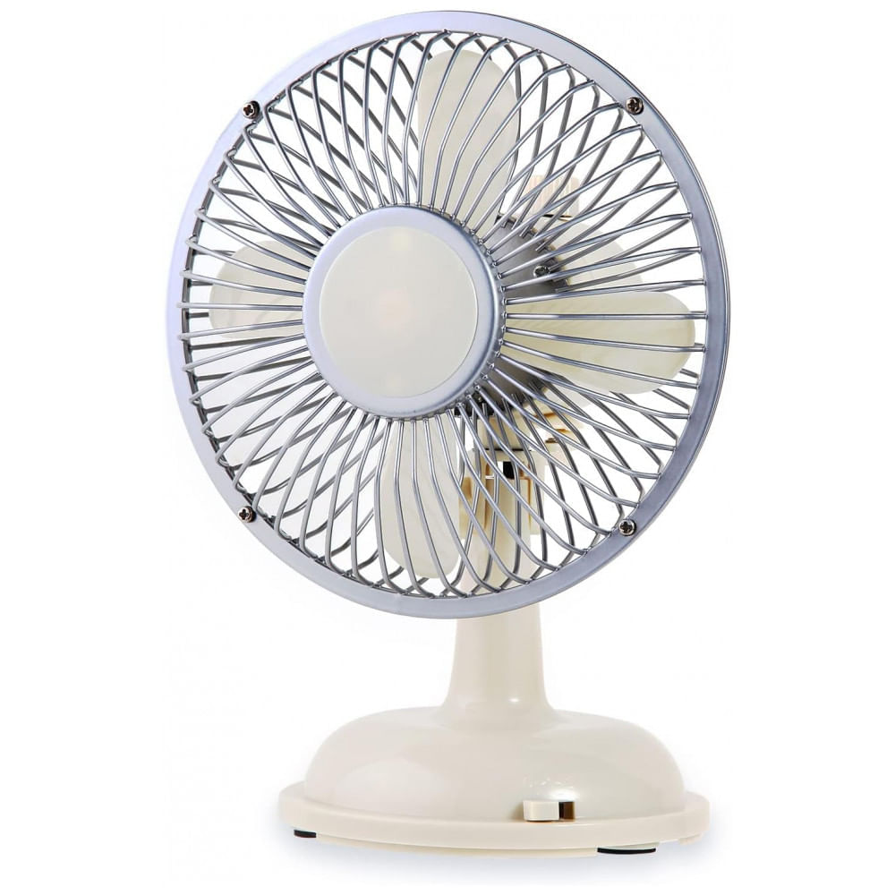 Miniatura Ventilador de Mesa Portátil Retro USB com 2 Velocidades Avoeco, Branco