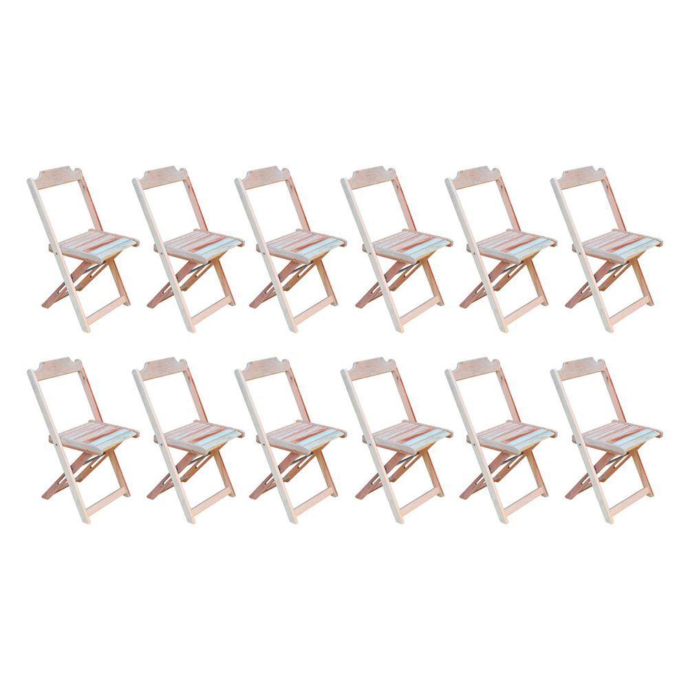 Miniatura Conjunto Com 12 Cadeiras Dobráveis Em Madeira Padrão Sem Pintura/Crua - Marrom