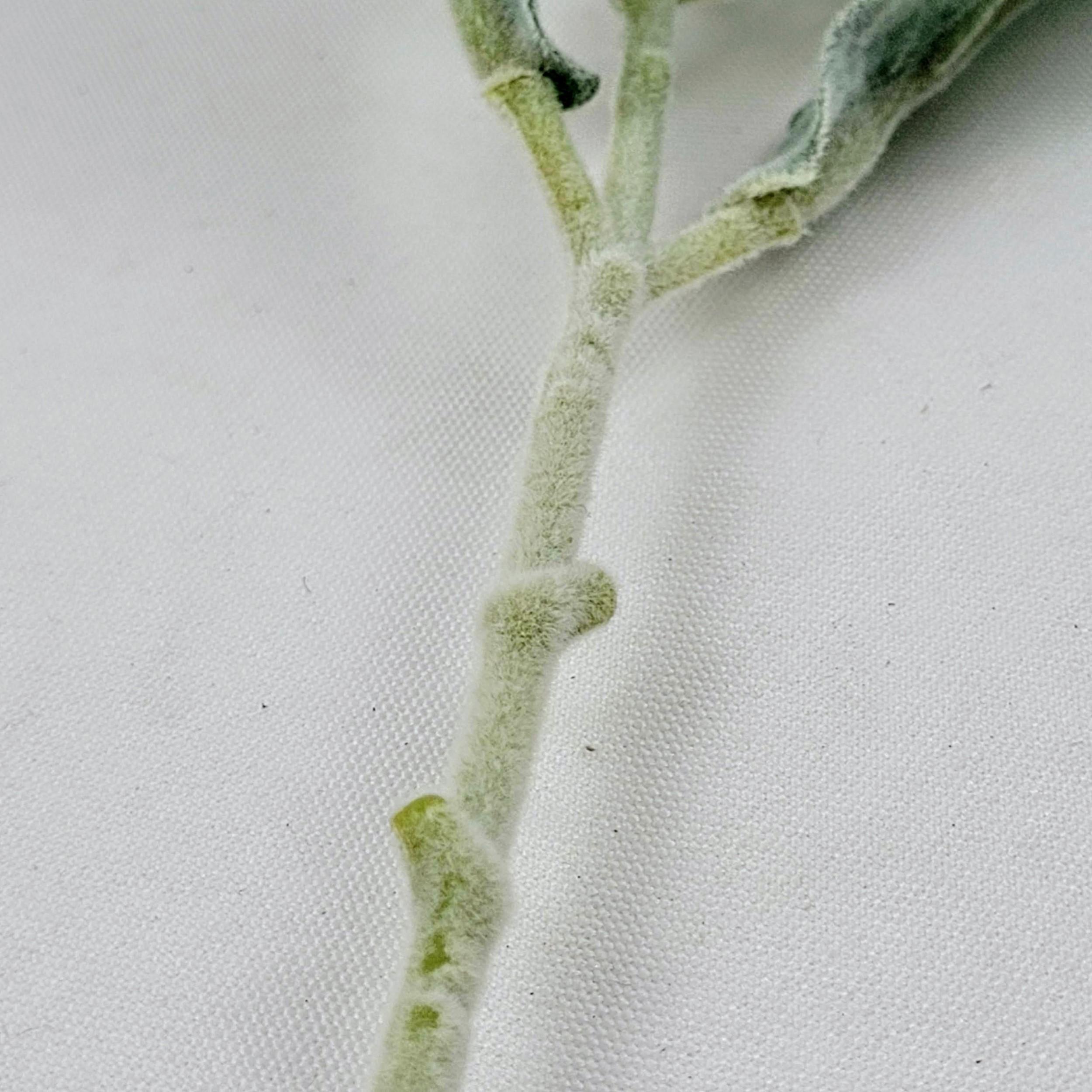 Miniatura Folha De Orelha De Cordeiro Flocada 37Cm Planta Artificial
