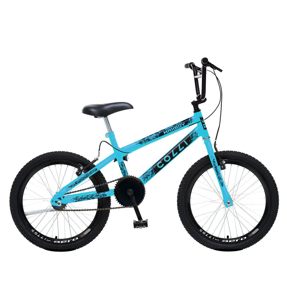 Miniatura Bicicleta Colli Max Boy Aro 20 Freio V-Brake Sem Marcha Azul Champanhe