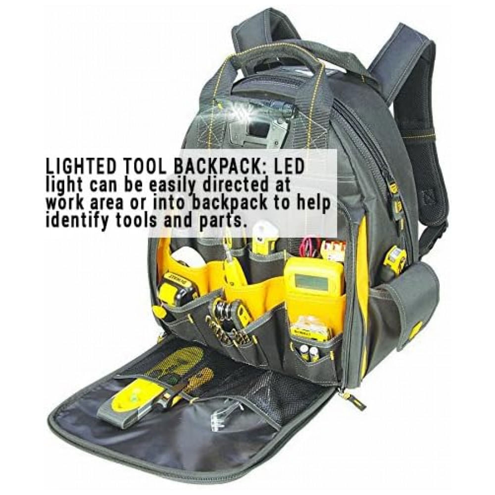 Miniatura Mochila de Ferramentas Organizadora com 57 Compartimentos, DEWALT DGL523, Preto