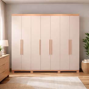 Miniatura Guarda-Roupa Casal Bartira Diplomata 7 Portas de Bater 6 Gavetas Internas MDP - 255,6cm de Largura Avelã/Capuccino