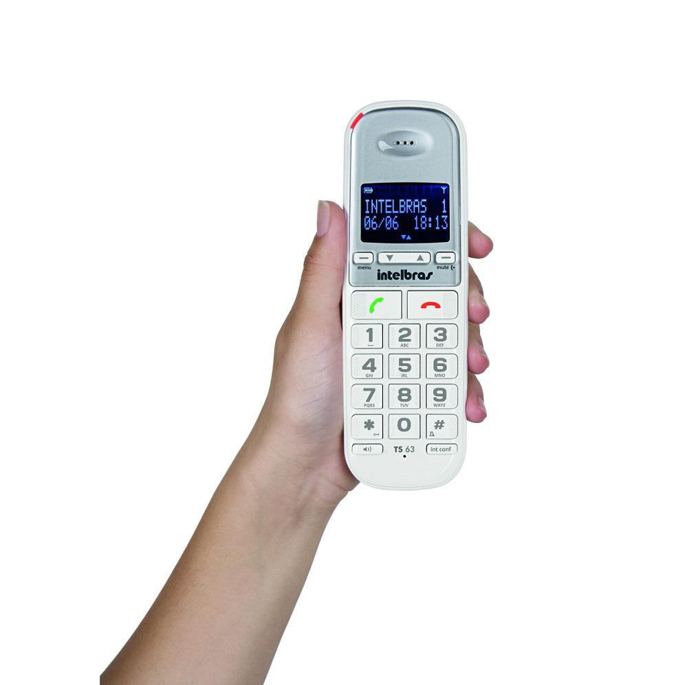 Telefone Sem Fio Digital Ts 63 V Branco Intelbras Com Id Telefone - Intelbras - Sem fio