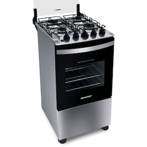 Fogão Brastemp 4 Bocas BFO4NBR Clean com Mesa de Inox, 2 Prateleiras Ajustáveis e Acendimento automático Bivolt – Inox