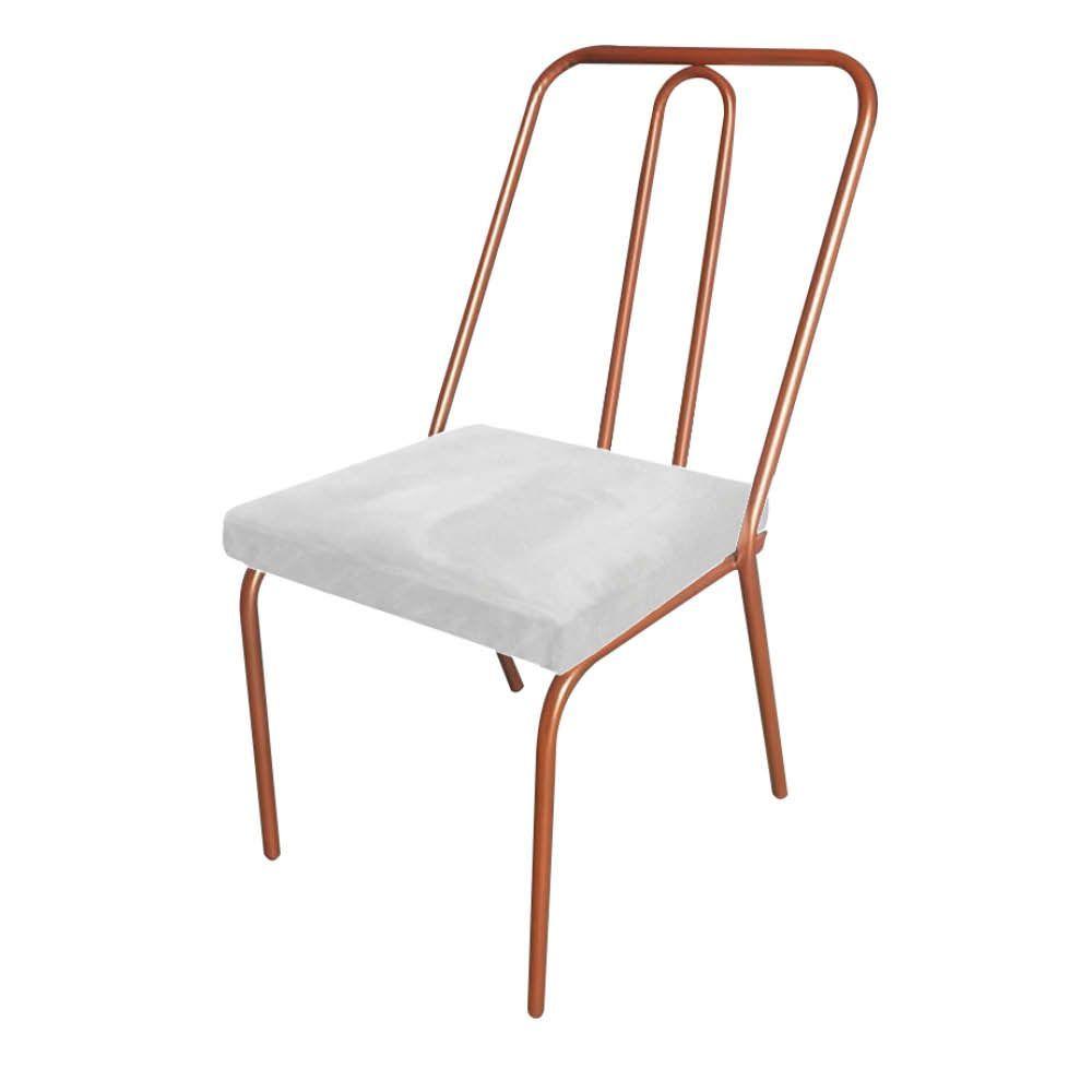 Miniatura Kit 03 Cadeira De Jantar Drika Ferro Bronze Sintético Branco - Amey Decor