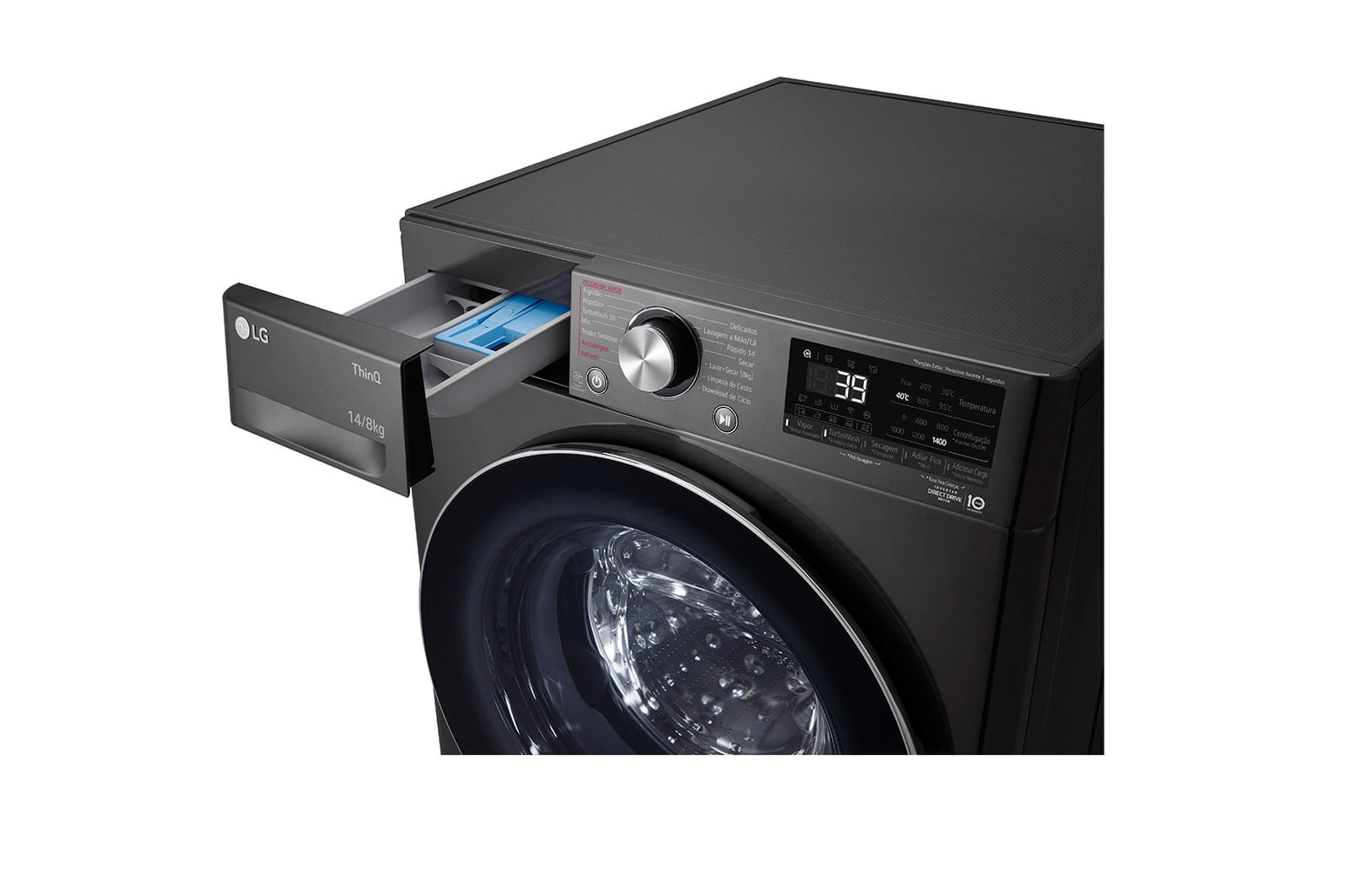 Lava e Seca LG Smart VC2 14kg Black Inox com Inteligência Artificial AIDD™ (CV9014BC2) - 110v