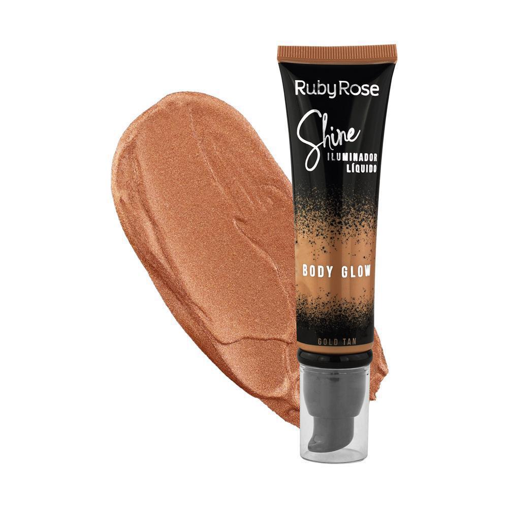 Miniatura Kit Com 4 Iluminadores Corporais Body Glow Shine Ruby Rose Corporal - Iluminador - Líquido - Ruby rose - Pele - Rose