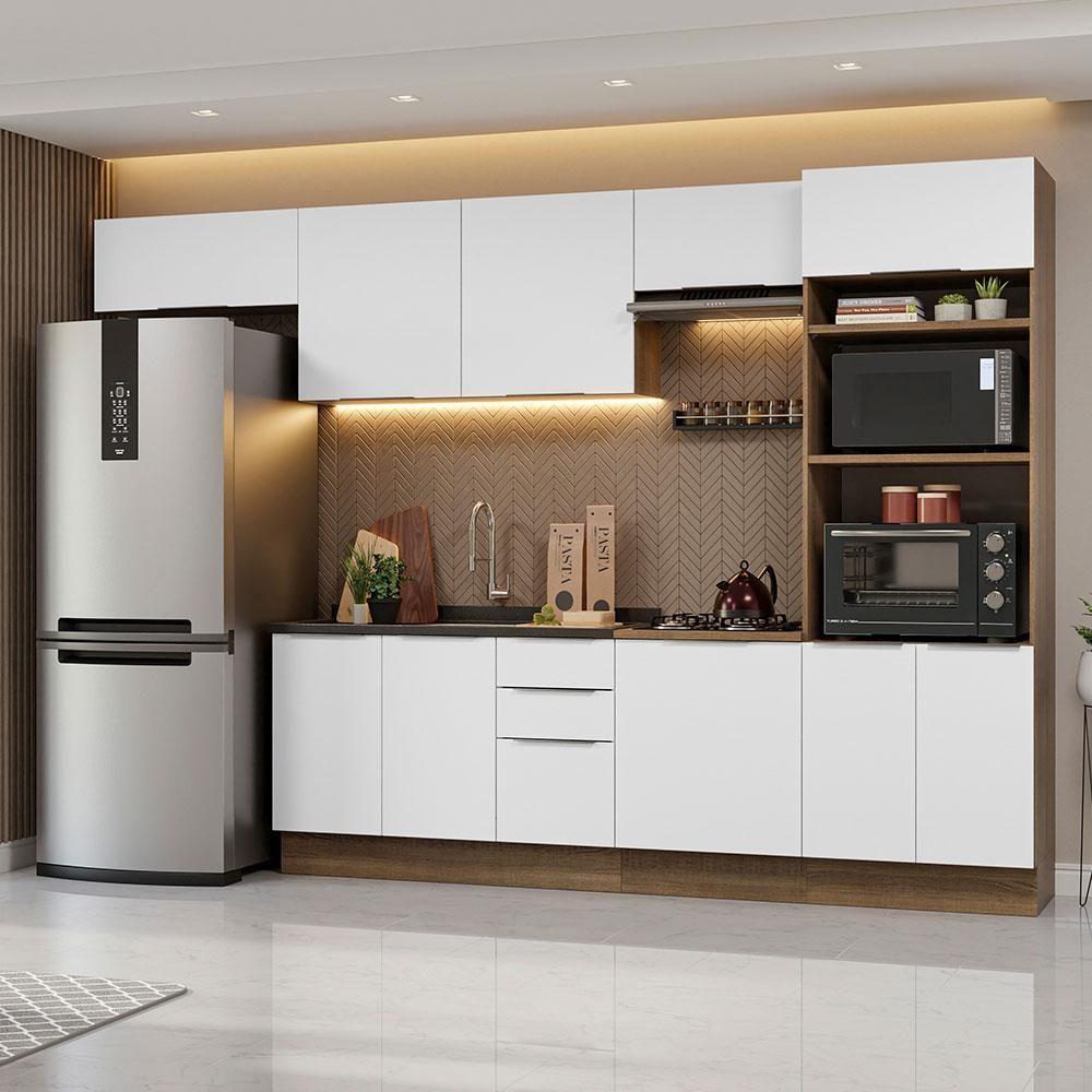 Miniatura Armário De Cozinha Completa 330cm Rustic/branco Stella Madesa 05 Rustic/branco