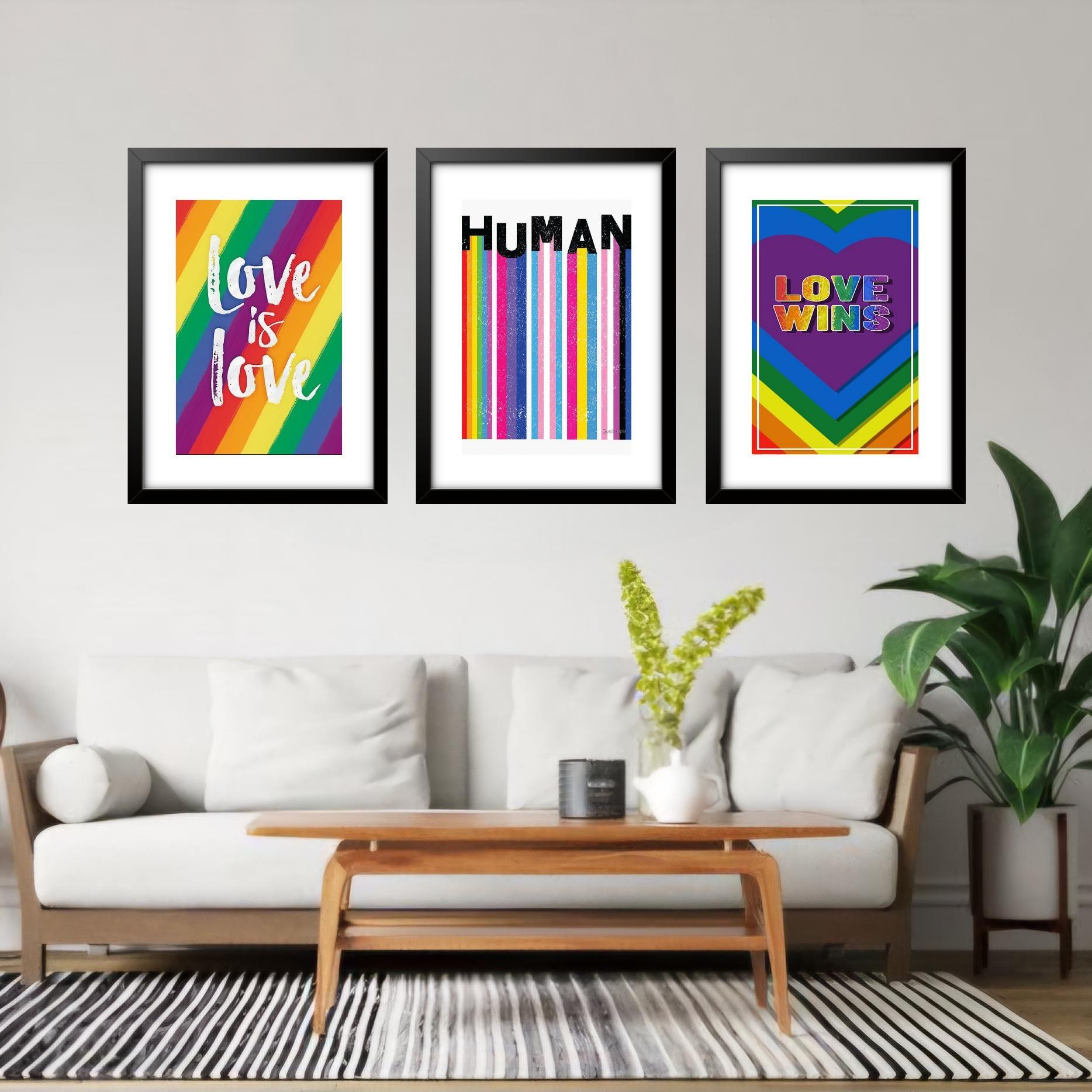 Miniatura Kit 3 Quadros Grandes Pride 60X48Cm