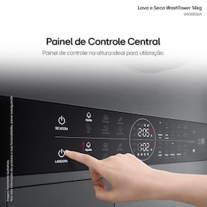 Lavadora e Secadora LG WK14BS6 WashTower 14kg TurboWash 360° AI ThinQ Black Inox