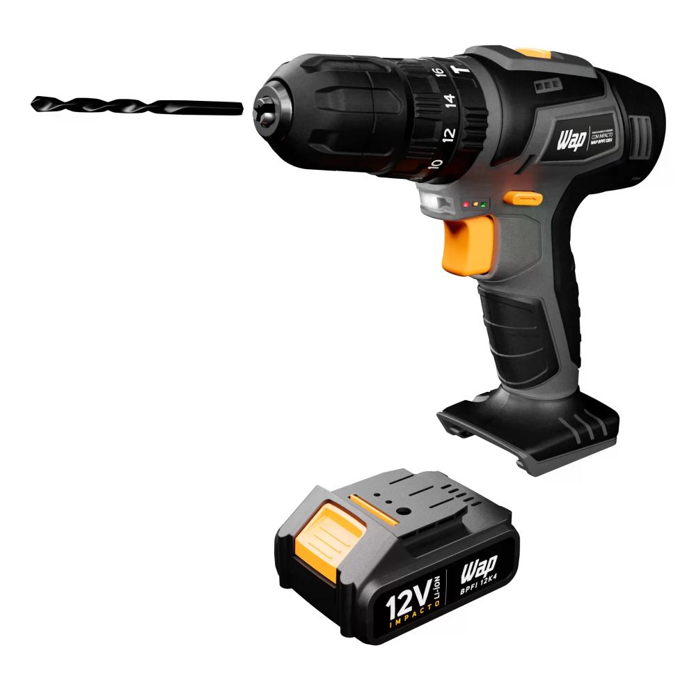 Parafusadeira e Furadeira com Impacto WAP Bpfi 12k4 Bateria Removível Cinza