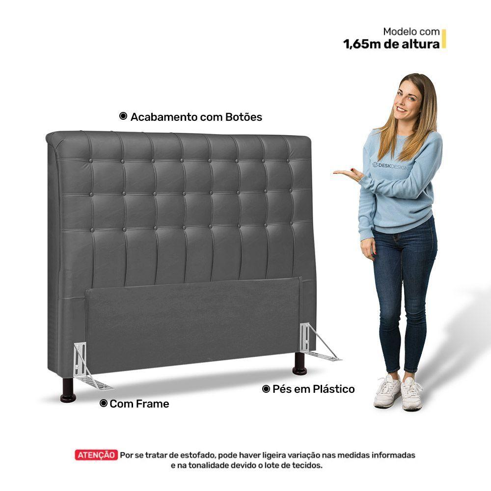 Miniatura Cabeceira Cama Box Casal Ciara 140cm Botonê Com Frame Linho Cinza - Abmaza