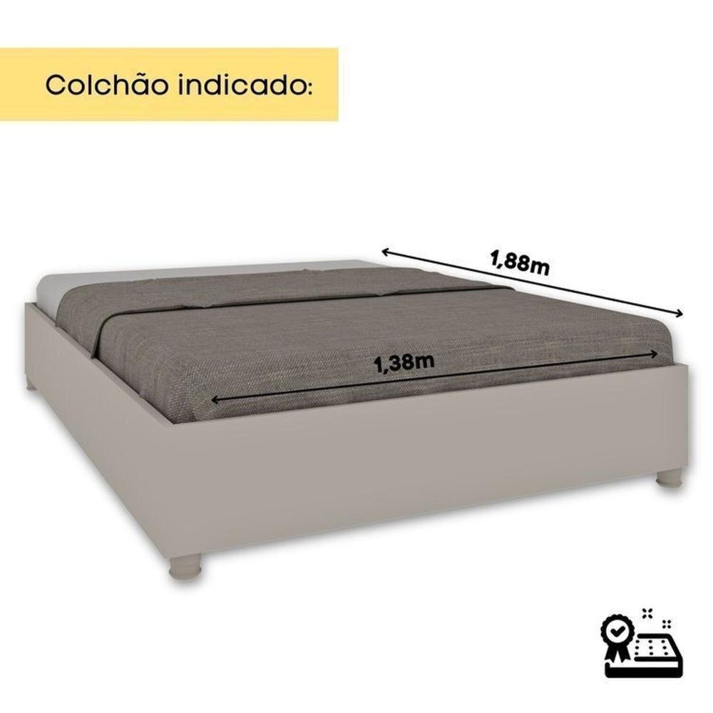 Quarto Casal Completo Guarda Roupa 6 portas Munique, Cama Casal Monaco e Cômoda Chicago Espresso Móveis Cinamomo/Off White