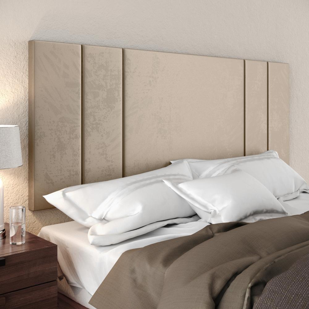Miniatura Kit Quarto 2 Mesinhas Lateral Fantasy Off White/Cinamomo Prateleira Nicho Cabeceira Luana Suspensa Cama Box Casal 1,40 Areia Suede - Lojas RPM
