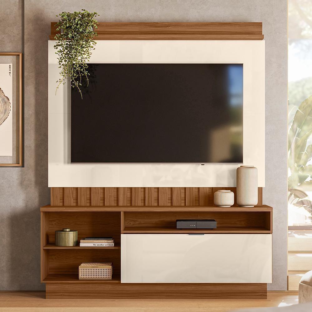 Miniatura Estante Home Diamantina 150cm Amêndoa-off White Para Tv Até 60? - Mobler Amêndoa-off White