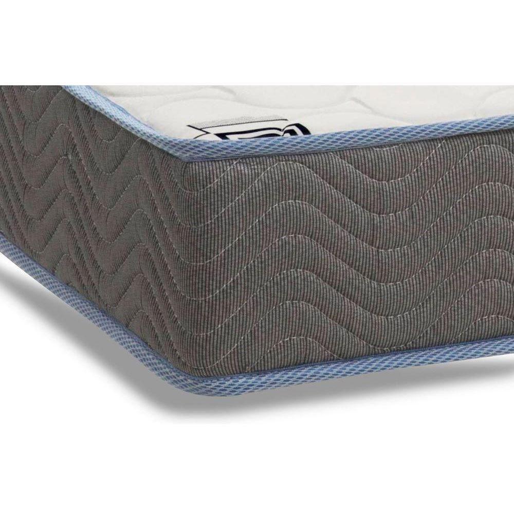 Cama Box Baú Queen: Colchão Espuma Ortobom D33 Light Saúde + Base Crc Suede Gray(158X198)