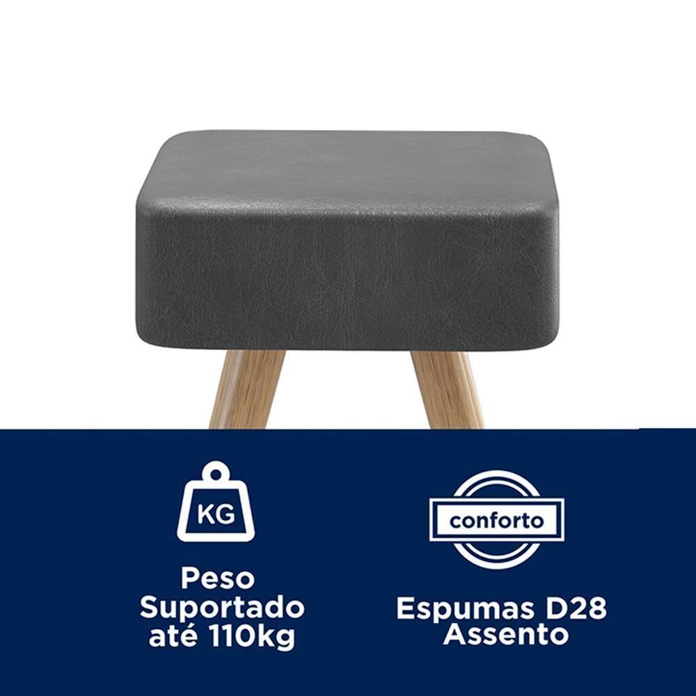 Banco Banqueta Rio Baixa 50cm Couríssimo Preto - Salaone Preto