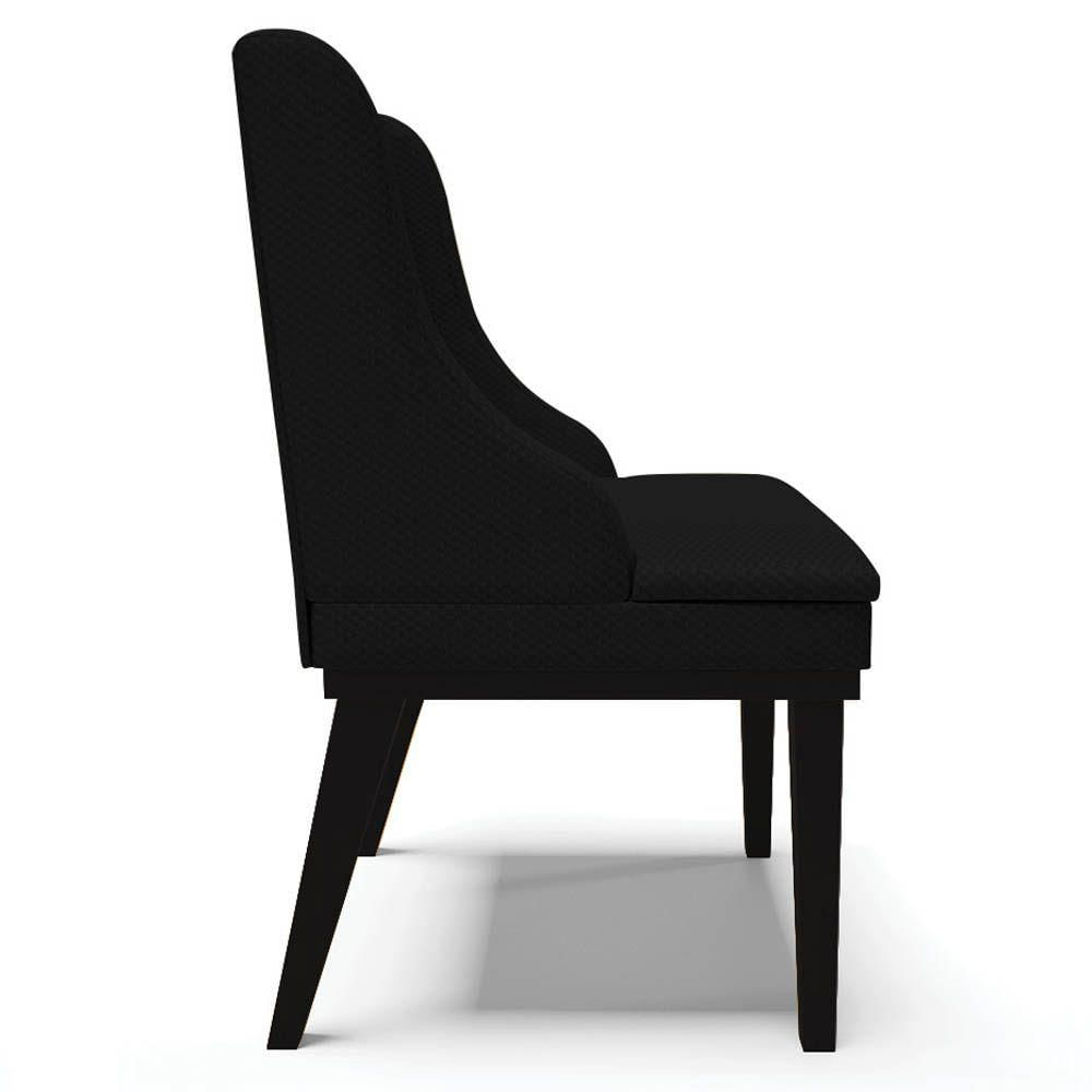 Kit 2 Cadeiras Estofadas Para Sala De Jantar Base Fixa De Madeira Preto Lia Veludo Luxo Preto