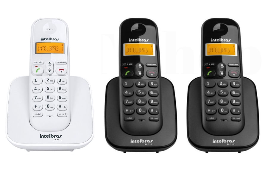 Miniatura Kit Telefone S Fio Ts 3110 Branco + 2 Ramal Preto intelbras Homologação: 17481405689
