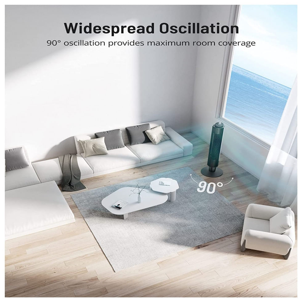 Ventilador de Torre PARIS RHÔNE PE TF001005 com 5 Velocidades, Controle Remoto e Tela LED, 110V 45W, Preto