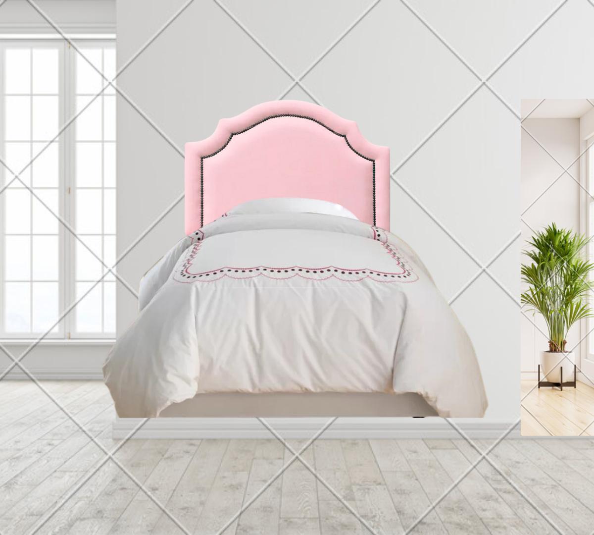 Miniatura Cabeceira Estofada Rosa Provençal Tachas Soft - Solteiro