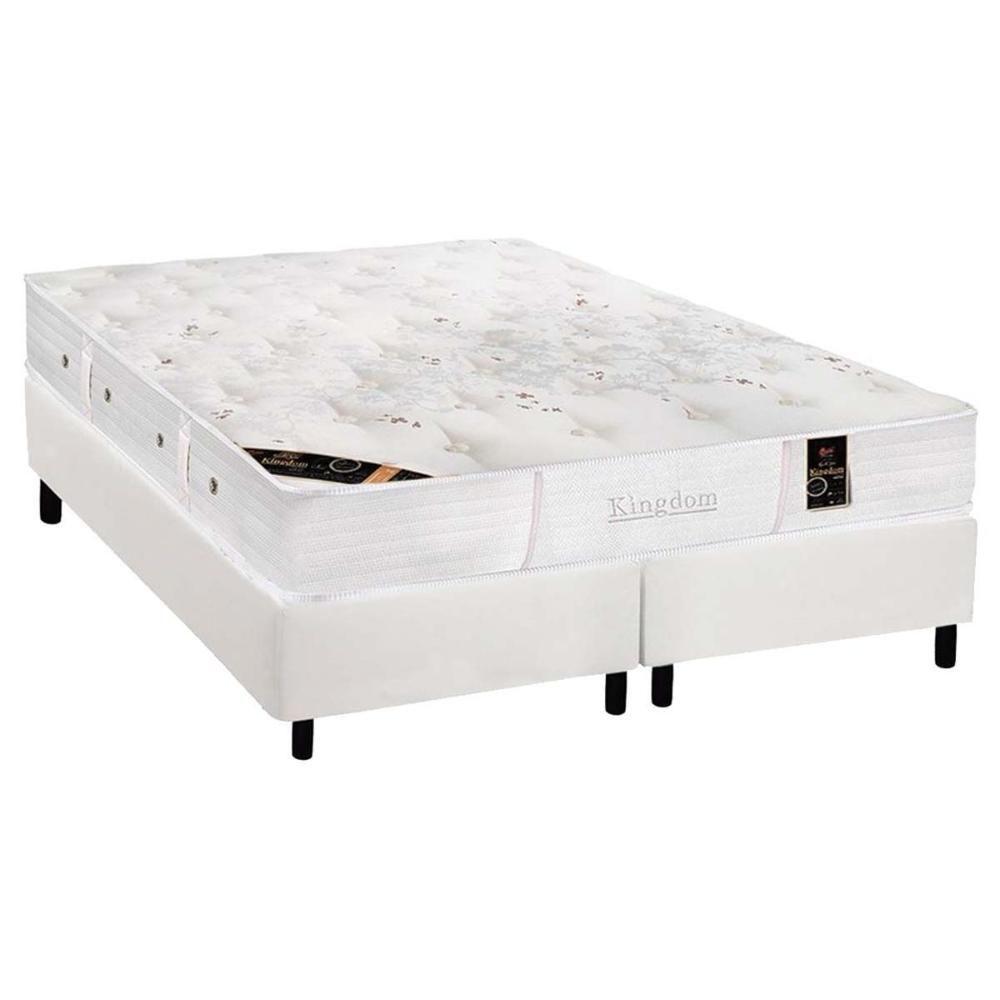 Miniatura Cama Box King: Colchão Molas Ensacadas Pocket Kingdom Skin + Base Crc Courano White(193x203)