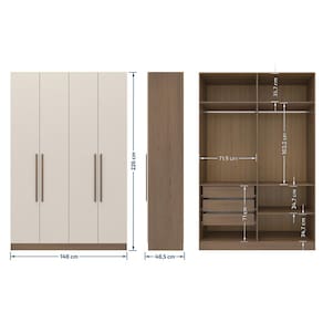 Armário Modulado Bartira Lugano com 4 Portas 3 Gavetas 3 Prateleiras Casal – Avelã/Capuccino