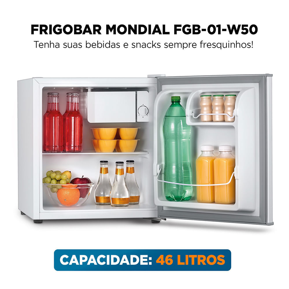 Frigobar Mondial 46L Porta Reversível Branco FGB-01-W50 110