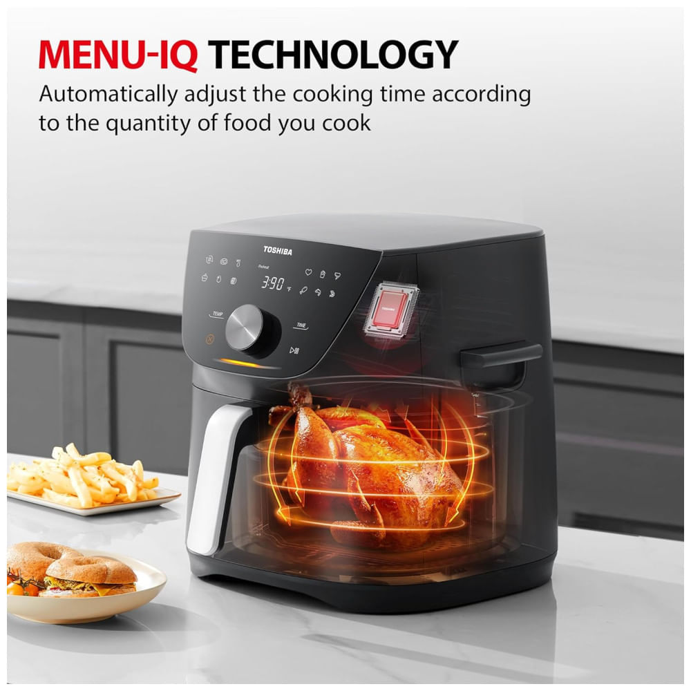 Miniatura Fritadeira Elétrica Air Fryer 7,2L com 12 Menus Predefinidos e Função Menu-IQ, 110V, TOSHIBA, Cinza Metálico 110v