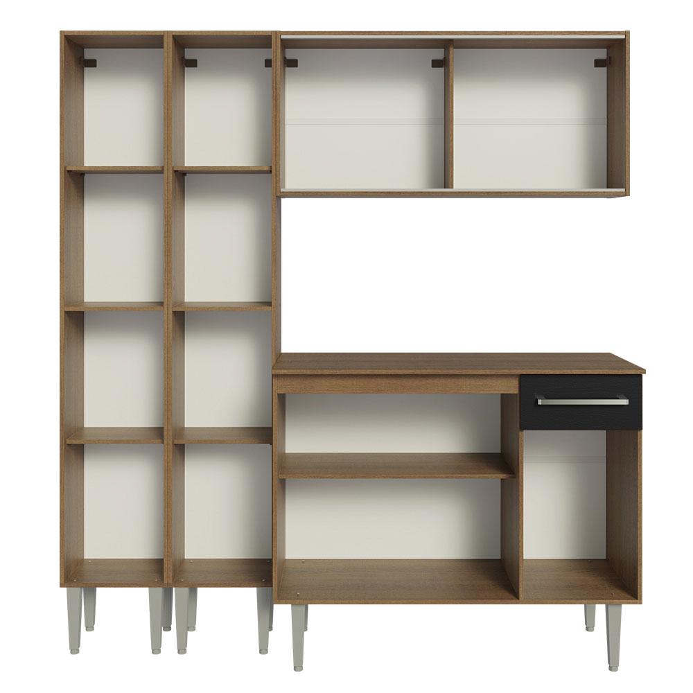 Miniatura Armário de Cozinha Compacta 169cm Rustic/Preto Emilly Madesa 10 Rustic/Preto