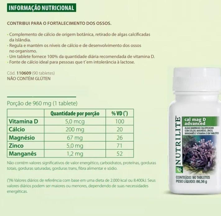 Miniatura Cal Mag D - Cálcio, Magnésio, Vitamina D - Nutrilite Amway