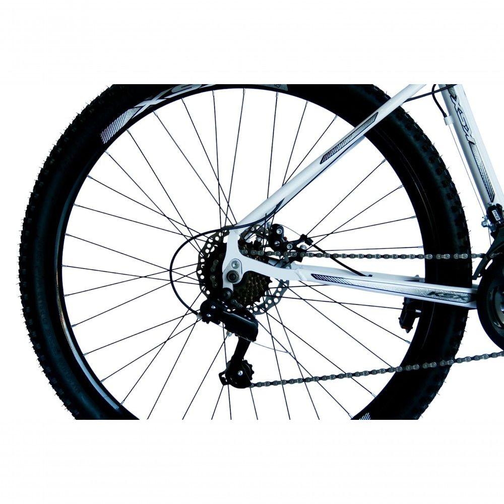 Miniatura Bicicleta Aro 29 Ksx Sd7 21v Cabos Internos Alumínio Freios A Disco Garfo Suspensão Branco Prata Tamanho 17