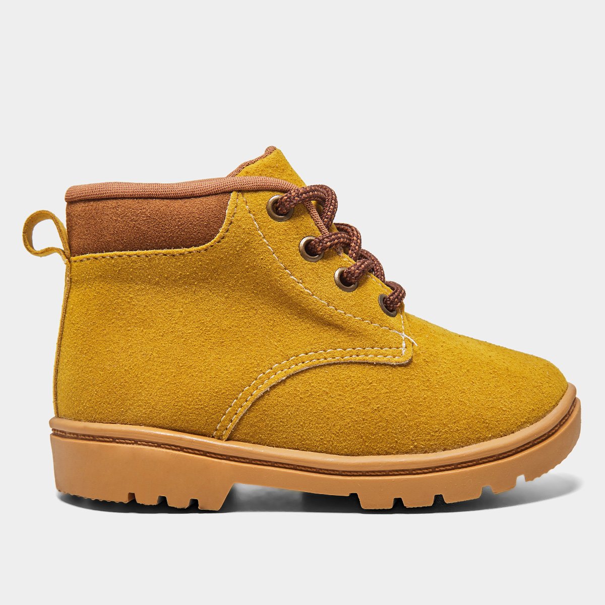 Miniatura Bota Coturno Juvenil Kurz Cano Médio Tratorada Menino Mostarda+Marrom - 25