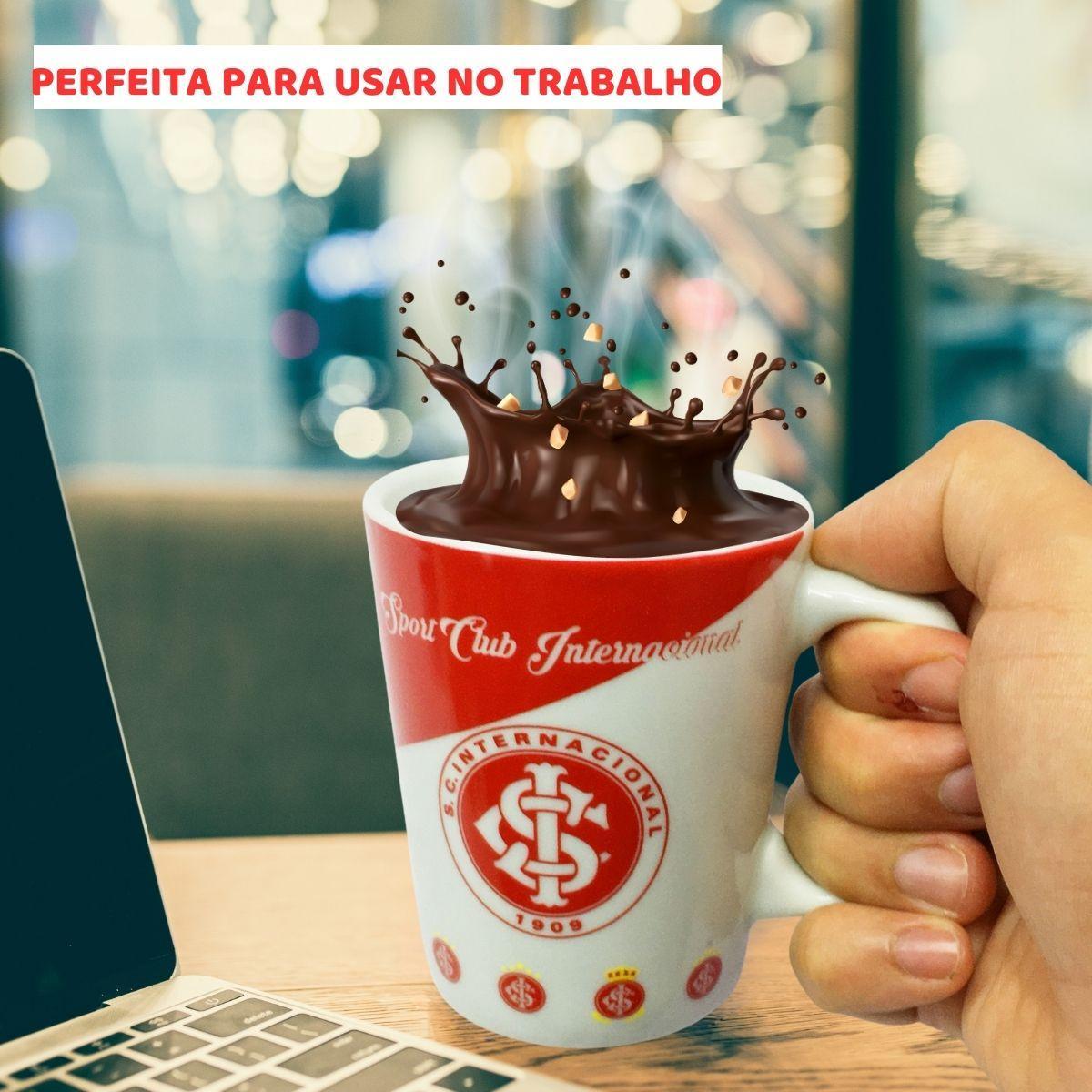 Kit 4Un Caneca Xícara Porcelana Reforçada 260Ml Café Escudo
