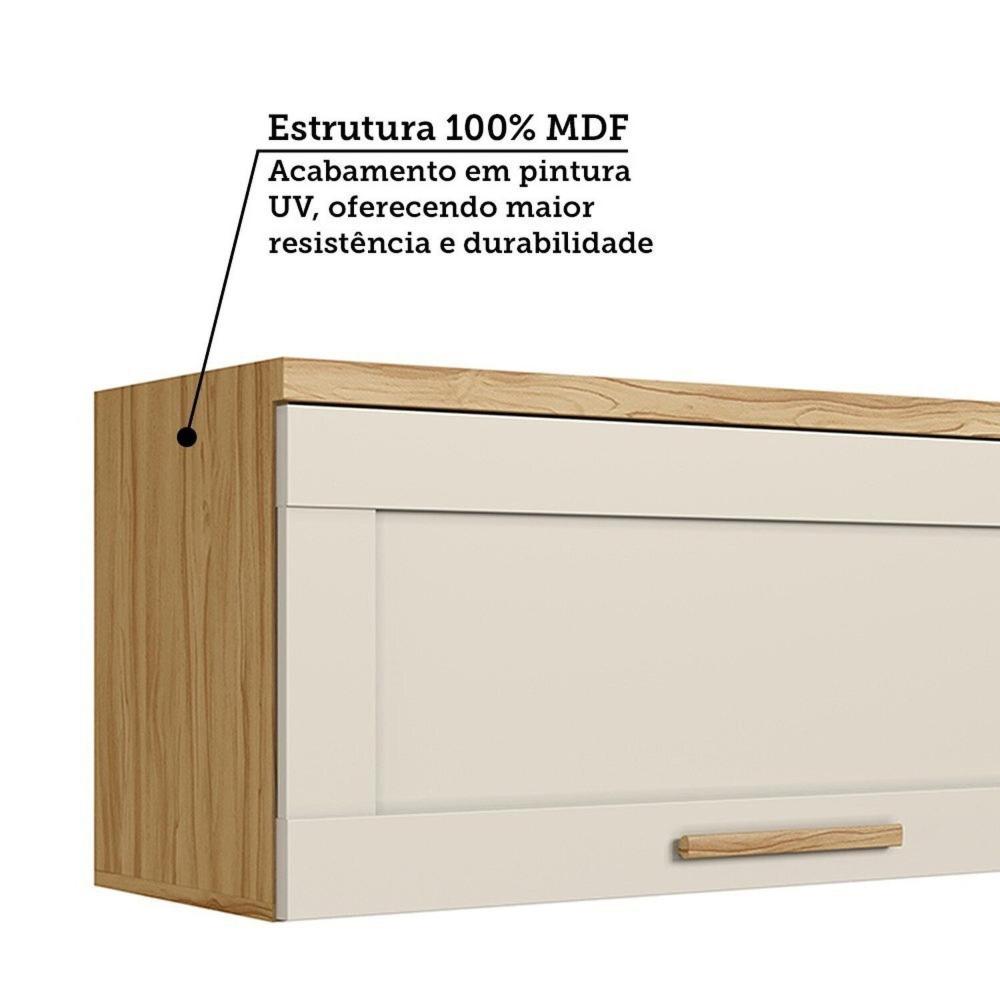 Miniatura Armário Aéreo de Cozinha 80cm 1 Porta Basculante 100% Mdf Espresso Móveis Estônia Amêndoa/Off White